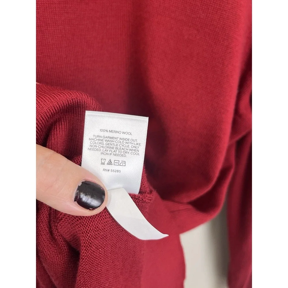 Express 100% Merino Wool Sweater Mens Lg Burgundy Crew Neck Heather Knit